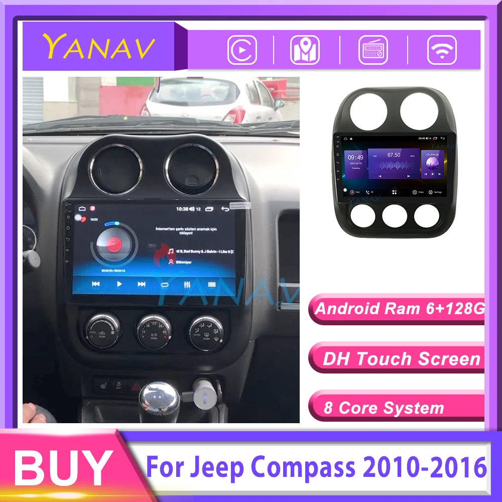 

Автомагнитола 2DIN, Android 10, 6 + 128 ГБ, для Jeep Compass 2010-2016, HD стереоприемник, магнитофон, Автомобильный мультимедийный GPS-навигатор