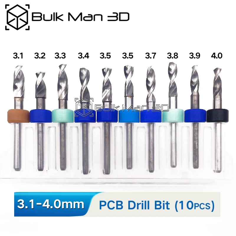 

10pcs/Set 3.1-4.0mm High Precision PCB Drill Bit CNC End Mill Tool CNC Cutter for Wood Metal Engraver