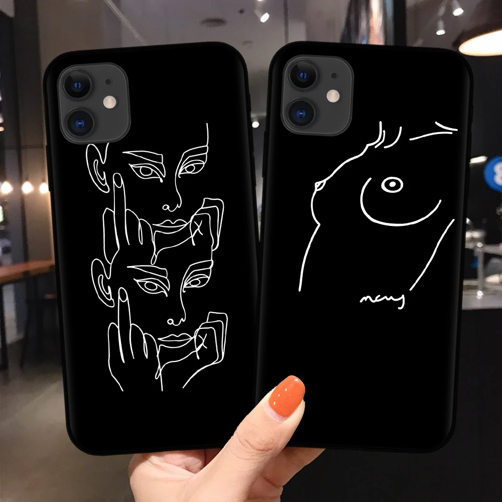 Забавный абстрактный художественный чехол с линиями для iphone 7 8 6 6s 11 pro plus Модный