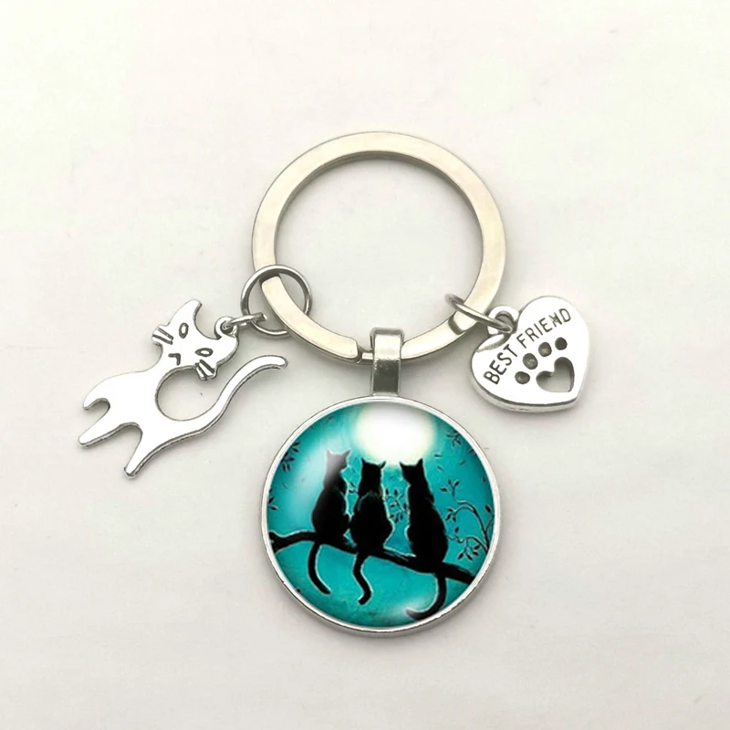 Креативный кулон в виде милой кошки кота лапы брелок со стеклянным круглым