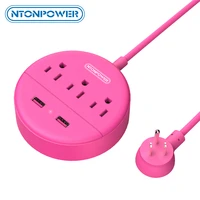 ntonpower travel universal power strip pink us plug adapter lightweight usb socket for office cruise ships business trip hotels