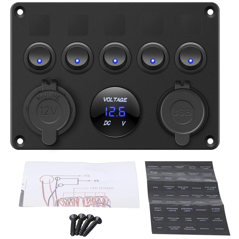 Автомобильный переключатель Панельное реле 5 клавиш 4 2 А цифровой вольтметр