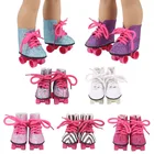 Модная обувь для катания на коньках с новым рисунком подходит для 18-дюймовых американских кукол и 43 см, аксессуары для новорожденных, игрушка для девочек поколения