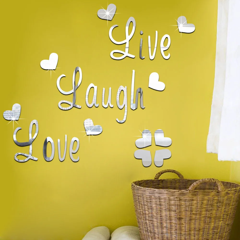 

Live Love Laugh English Letter Butterfly Mirror Sticker home decoration accessories for living room