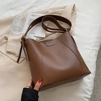 bucket shoulder crossbody messenger bag for women 2021 small solid color pu leather winter fashion simple purses handbags
