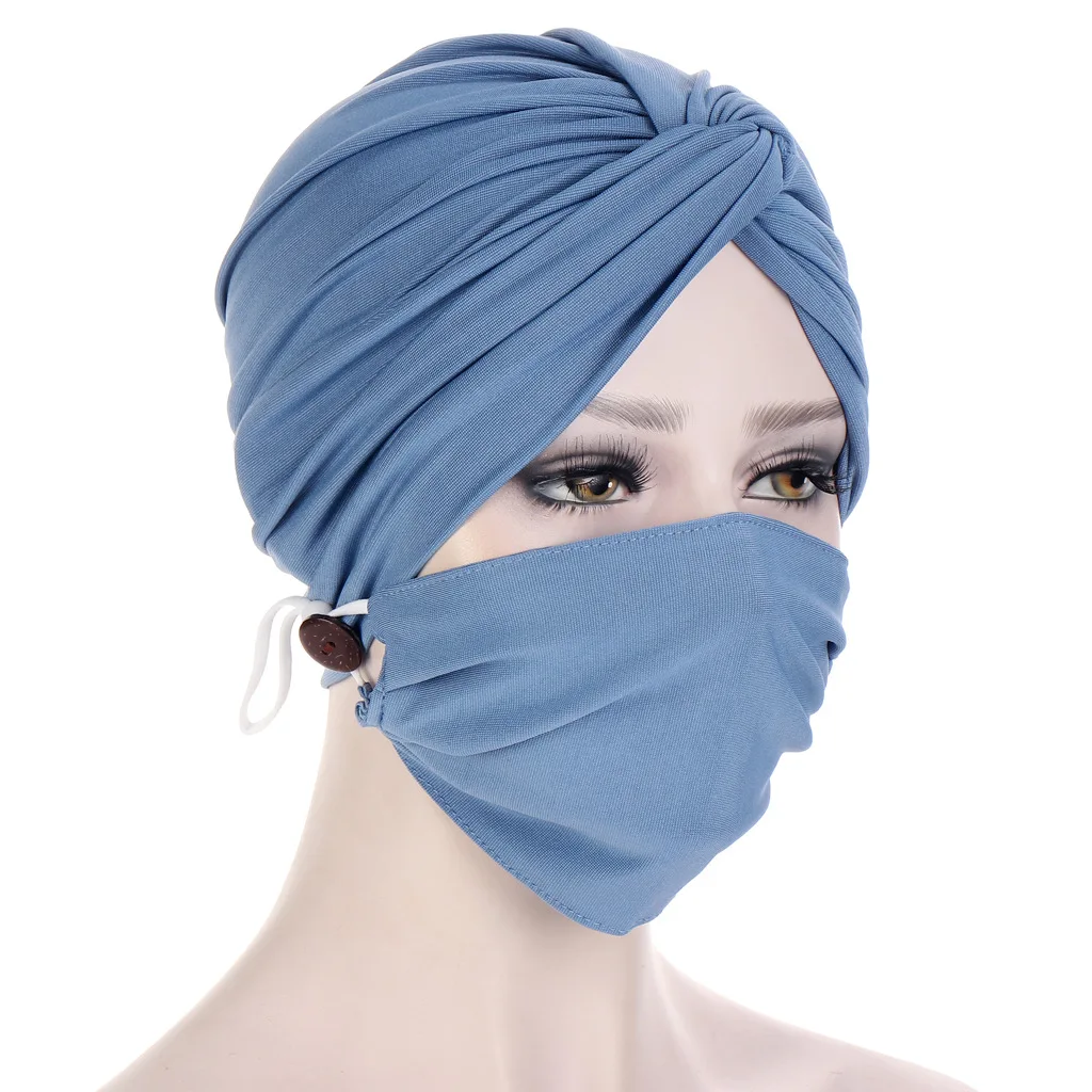 

European and American new crystal linen twisted cap nail buttons + mask fashion dustproof suit bonnets wholesale