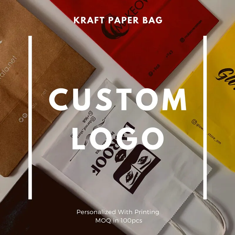 100 шт. бумажные пакеты с логотипом под заказ | Дом и сад