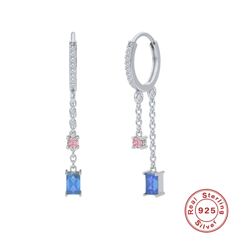 

CANNER Real 925 Sterling Silver Butterfly Enamel Hoop Earrings Luruxy Zicon Pendiente Earrings For Women Gifts Fine Jewelry