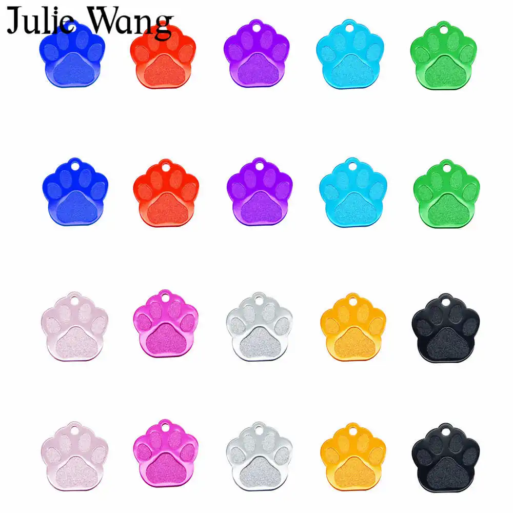 Julie Wang 10 шт. тег для собак талисманы в форме лапы алюминий на заказ выгравировано
