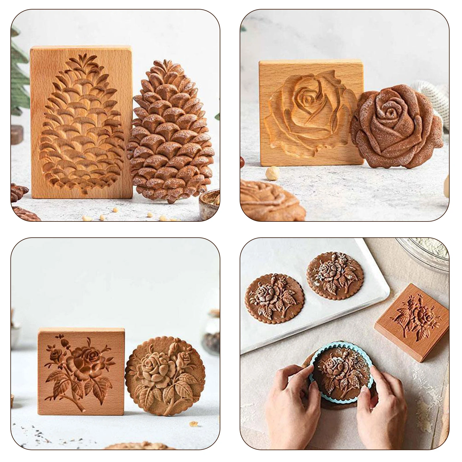 

Cookie Cutter Provance Rose Cookie Stamp Embossing Mold Funny Wooden Stamp Embossing Mold Craft Decorating Baking Tool
