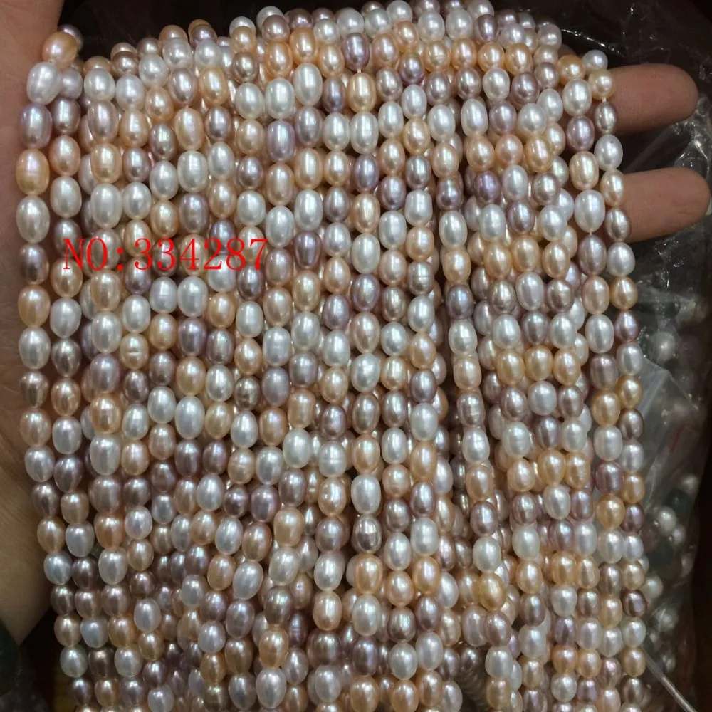 Оптовая продажа 2 нити 5-6 мм AA натуральный овальный жемчуг белый розовый