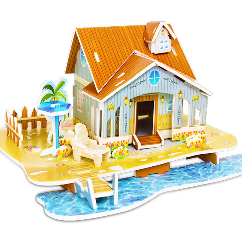 

Montessori Educational Toys 3d Puzzle Cartoon Castle Princess House Jigsaw Child Puzzle Personalized Gift Wooden Cube Puzle Toy