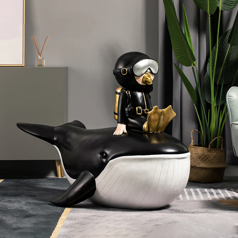 

Cute Diver Statue Resin Model Indoor Figurines European-style Living Room Home Decoration Christmas Gift Room Decoration