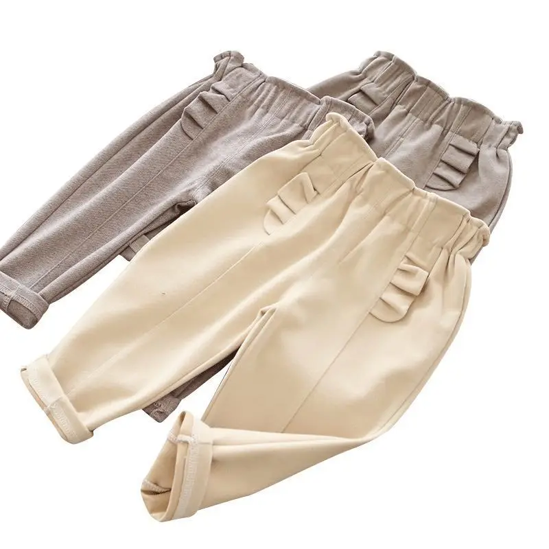 

VIDMID Girls spring and autumn pants Trousers new Korean style children's baby kids warm pants tweed pants Harlan trousers P4873