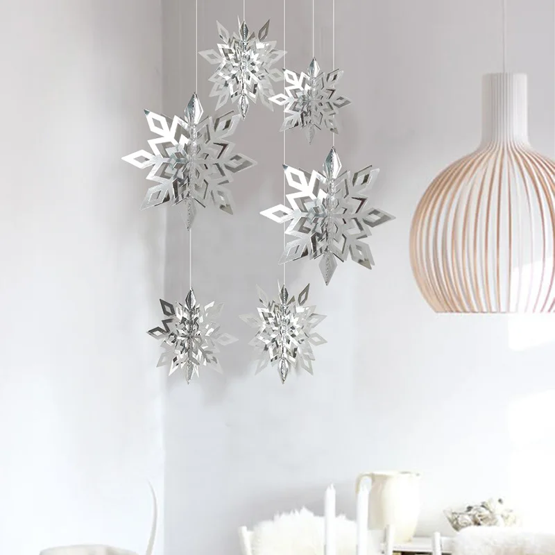 

6Pcs 3D Snowflake String Pendant Christmas Tree Oranments Merry Christmas Decor For Home Naviidad Wall Decor Noel Favor 9082