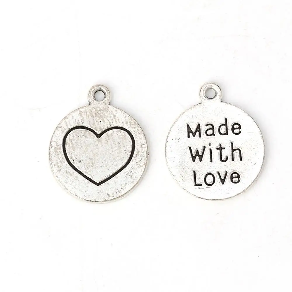 Doreen Box модные подвески из сплава цинка с надписью Made With Love круглые Серебристые