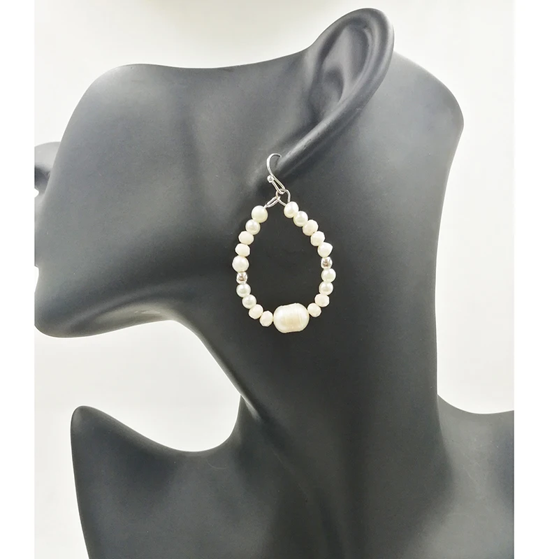 Женские серьги кольца с пресноводным жемчугом|Серьги-кольца| |