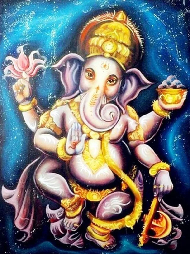 

5D Diamond Painting Kits Full Round With AB Drill Icon Religion Embroidery Elephant God Rhinestone Mosaic Home Decoration Gift