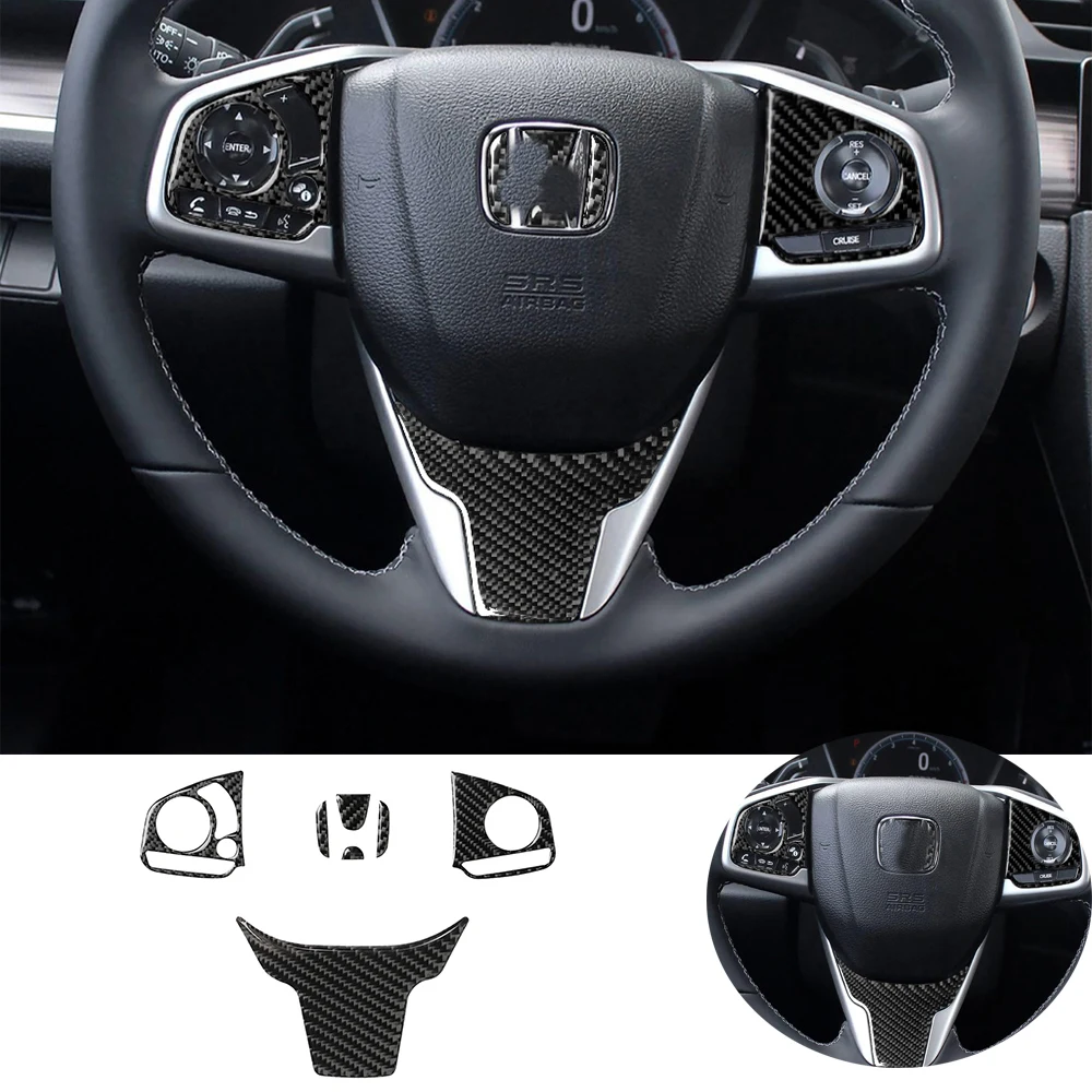 

soft Real Carbon Fiber for Honda Civic 2016-2019 Carbon Fiber Steering Wheel Sticker Trim Car Accessories Parts