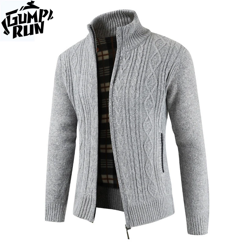 Мужской облегающий кардиган теплый вязаный джемпер на молнии в деловом стиле