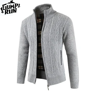 Мужской облегающий кардиган, теплый вязаный джемпер на молнии, в деловом стиле, зимняя одежда, 2020