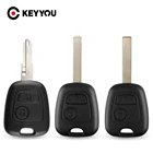 KEYYOU для Peugeot 107 206 207 306 307 407 2003-2009 Автомобильный ключ 2 кнопки Fob ЗАМЕНА необработанный чехол для автомобильного ключа чехол