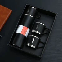 vacuum stainless steel black thermos portable outdoor office travel cup milk coffee water bottle set