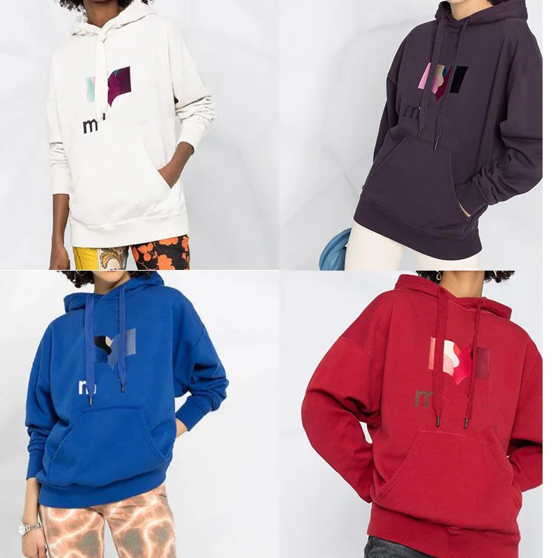 

2021 Early Spring Hoodie Women Letters Contrast Embroidery Logo Fashion Loose Hooded Sweatshirt