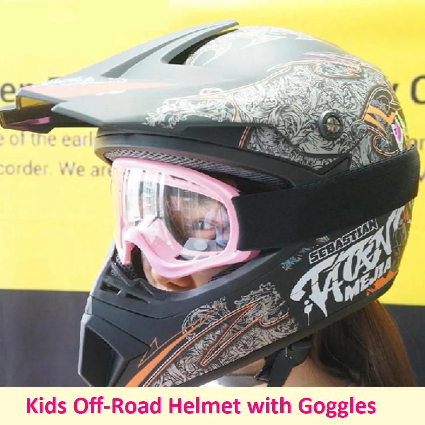 

Kids Off- Road Motorcycle Helmet With Goggles Children ATV Dirt Bike Downhill MTB Helmet With Glasses Capacetes Whole Helmet Kit