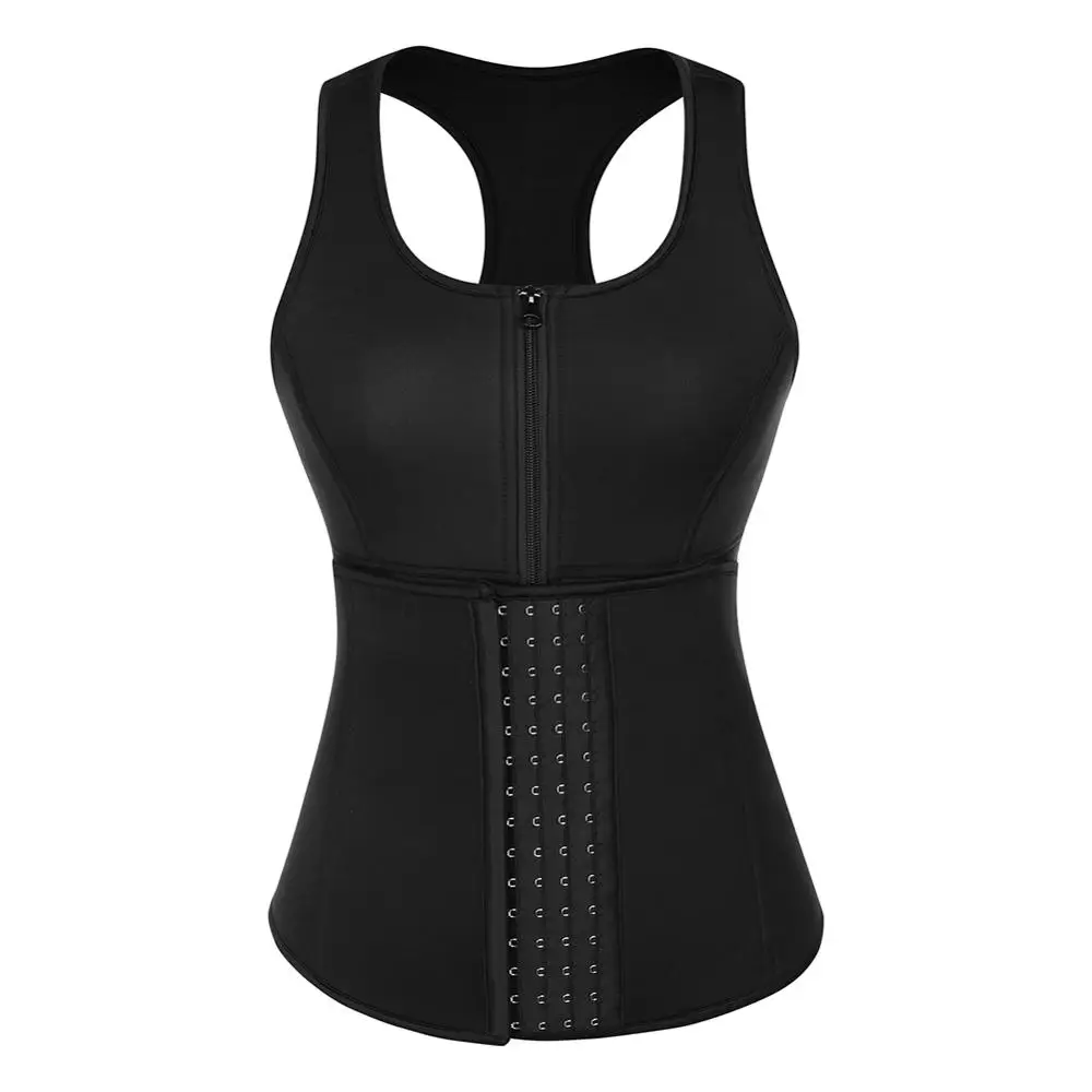 

Women Black Steel Boned Racerback Neoprene Vest Large Size Breathable