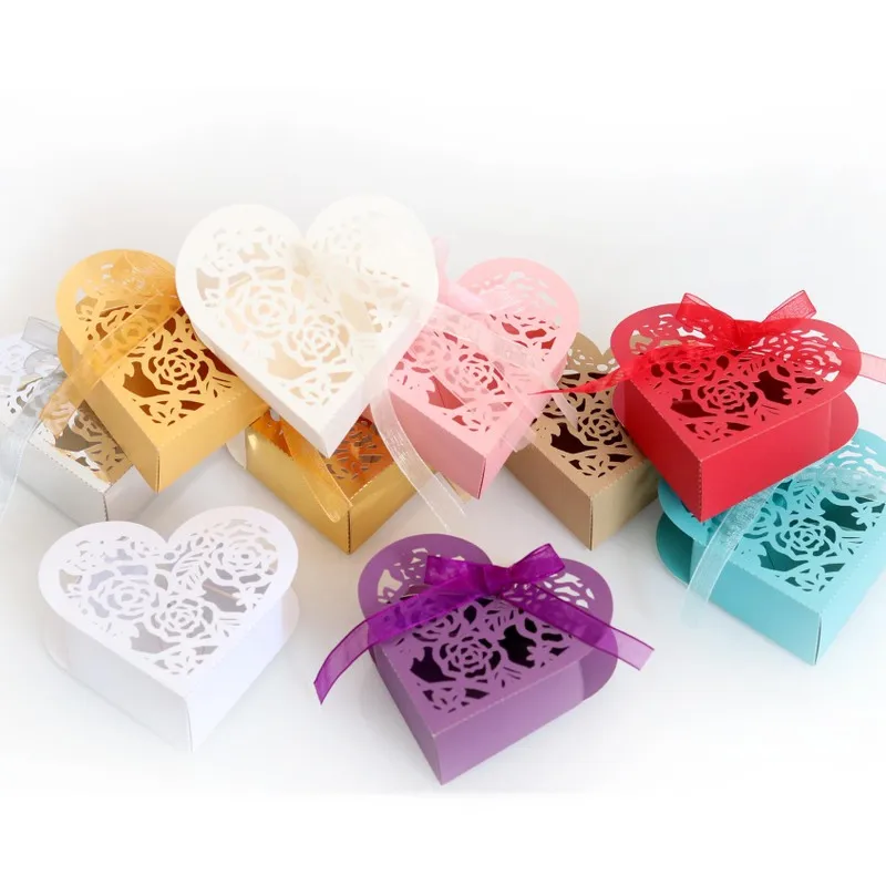 

European valentine's day joyful candy box laser hollow love roses Flower box wedding Party Favors gift box packaging Party Supp
