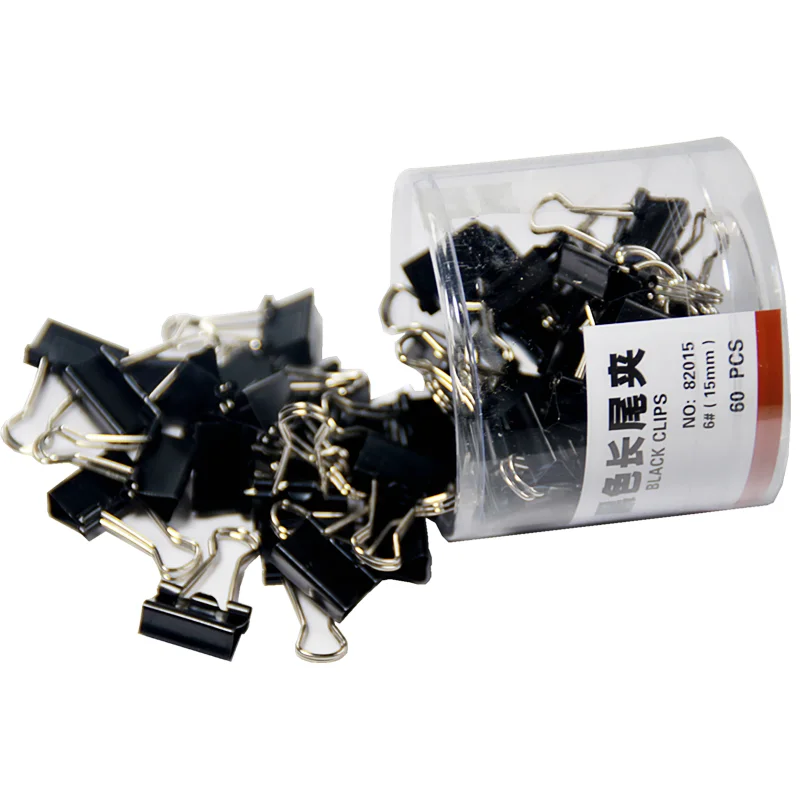 60 шт./лот мини металлические бумажные зажимы 15 мм черный зажим для книг
