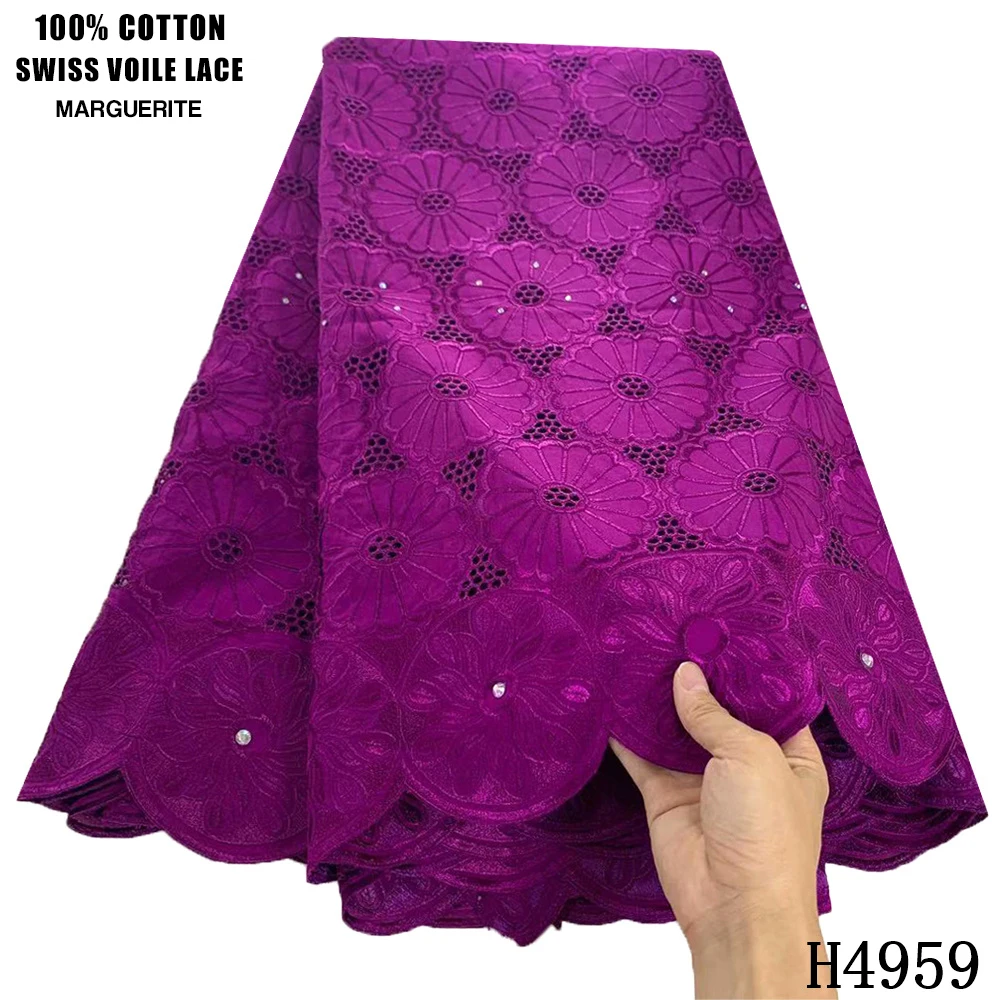 

Swiss Lace Fabric 2021 Heavy Beaded Embroidery African Lace Fabrics 100% Cotton Fabric Swiss Voile Lace In Switzerland HJ4959