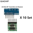 Беспроводной приемник-передатчик QIACHIP, 10 комплектов, 433 МГц, дистанционное управление, обучающий код 1527, модуль декодера, 4 канала, кнопка обучения