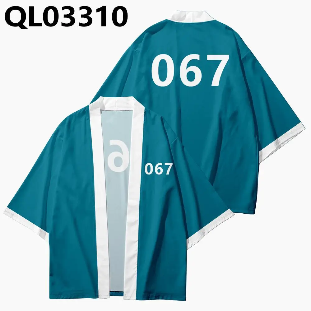 

Женская и мужская рубашка-кимоно из игры «кальмар», гаори Оби, юката, пляжный кардиган, летняя рубашка для косплея