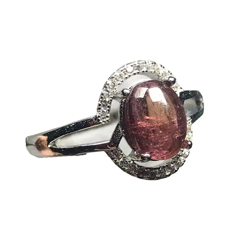 Женское кольцо с натуральным розовым турмалином 9 х7 мм|Кольца| |
