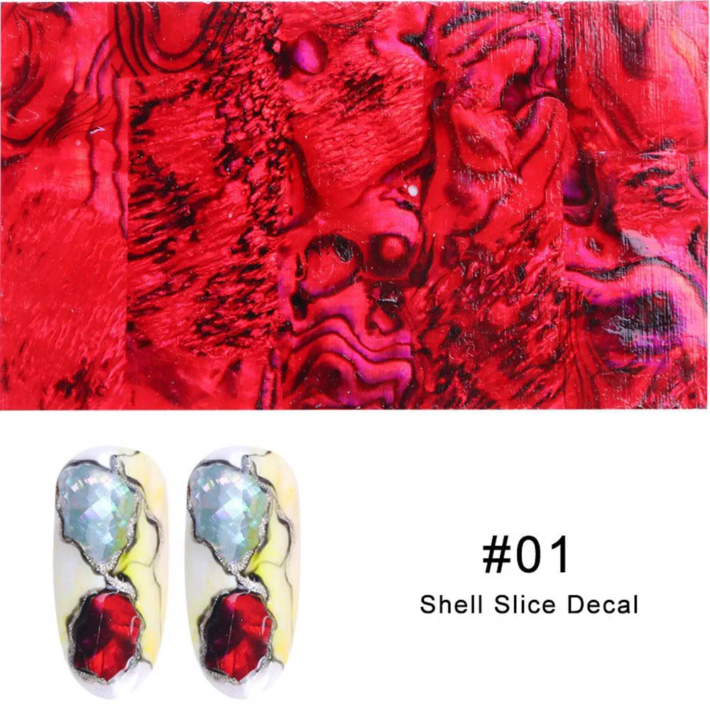1Pc 3D Pearl Nails Polish Foils Glimmer Abalone Shell Pattern Nail Stickers Wraps Marble Mermaid DIY Nail Art Decoration
