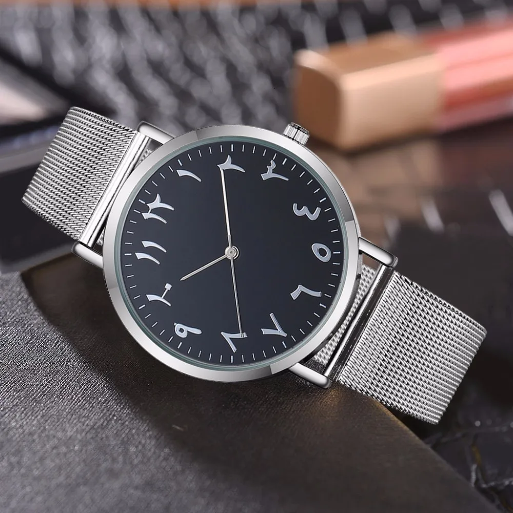 Luxury Women Silver Mesh Belt Arabic Numbers Watch Casual Ladies Stainless Steel Quartz Wristwatches Relogio Feminino | Наручные часы