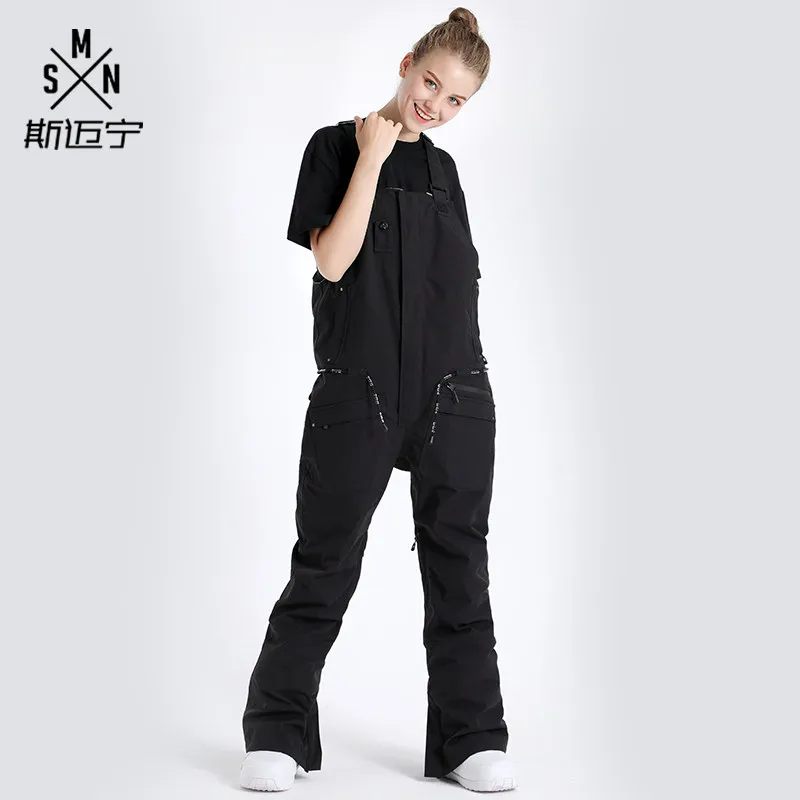SMN Brand Women Men Bib Pant Skiing Snowboard Trouser Windproof Waterproof Outdoor Sport Wear Winter Female Anti-Cold | Спорт и