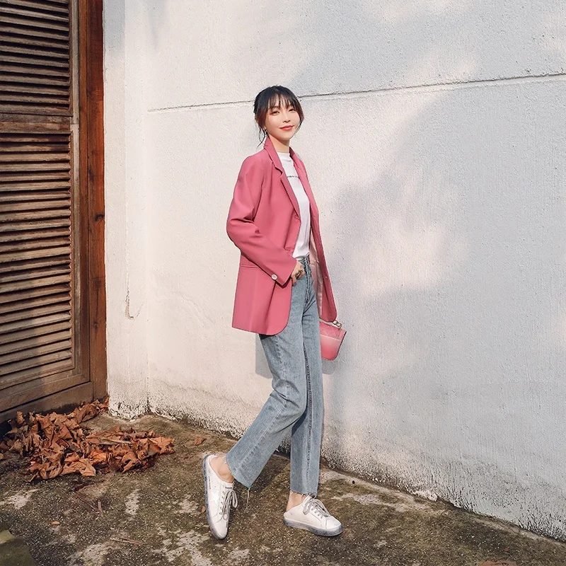 Весна-Осень 2020 новый молодежный популярный женский свободный однотонный