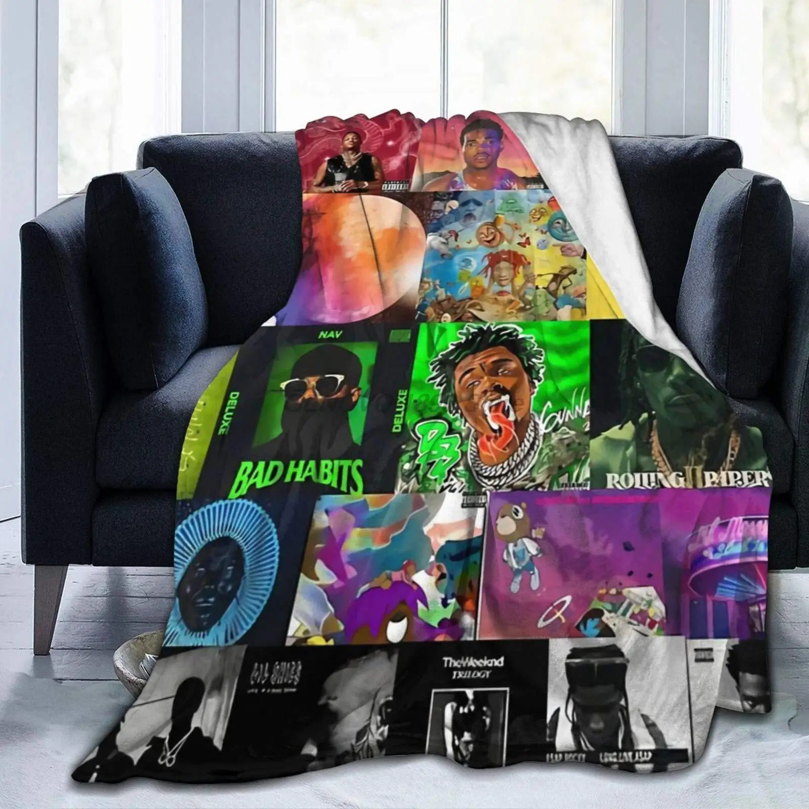 

Album Cover Collage Bed Blanket for Couch/Living Room/Warm Winter Cozy Plush Throw Blankets for Adults Or Kids