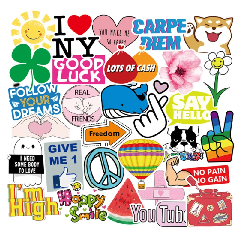 

100 pcs Fresh little art INS wind girl Graffiti Waterproof Skateboard Travel Suitcase Phone Laptop Luggage Stickers Cute Kids