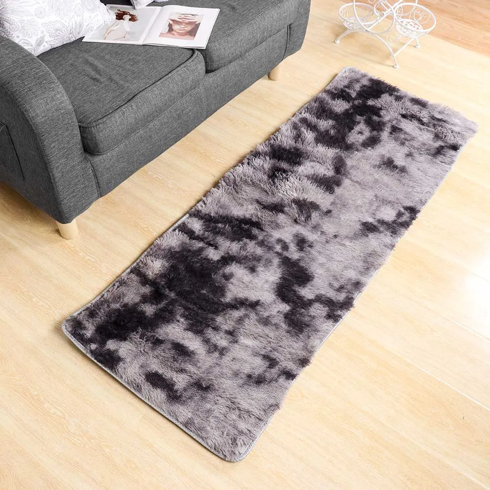 dark grey 1 шт. многоразмерный галстук из полиэфира окрашивание градиентного цвета мягкий плюшевый коврик мягкие мохнатые коврики ковер для украшения дома гостиная домашний текстиль - Цвет: dark grey