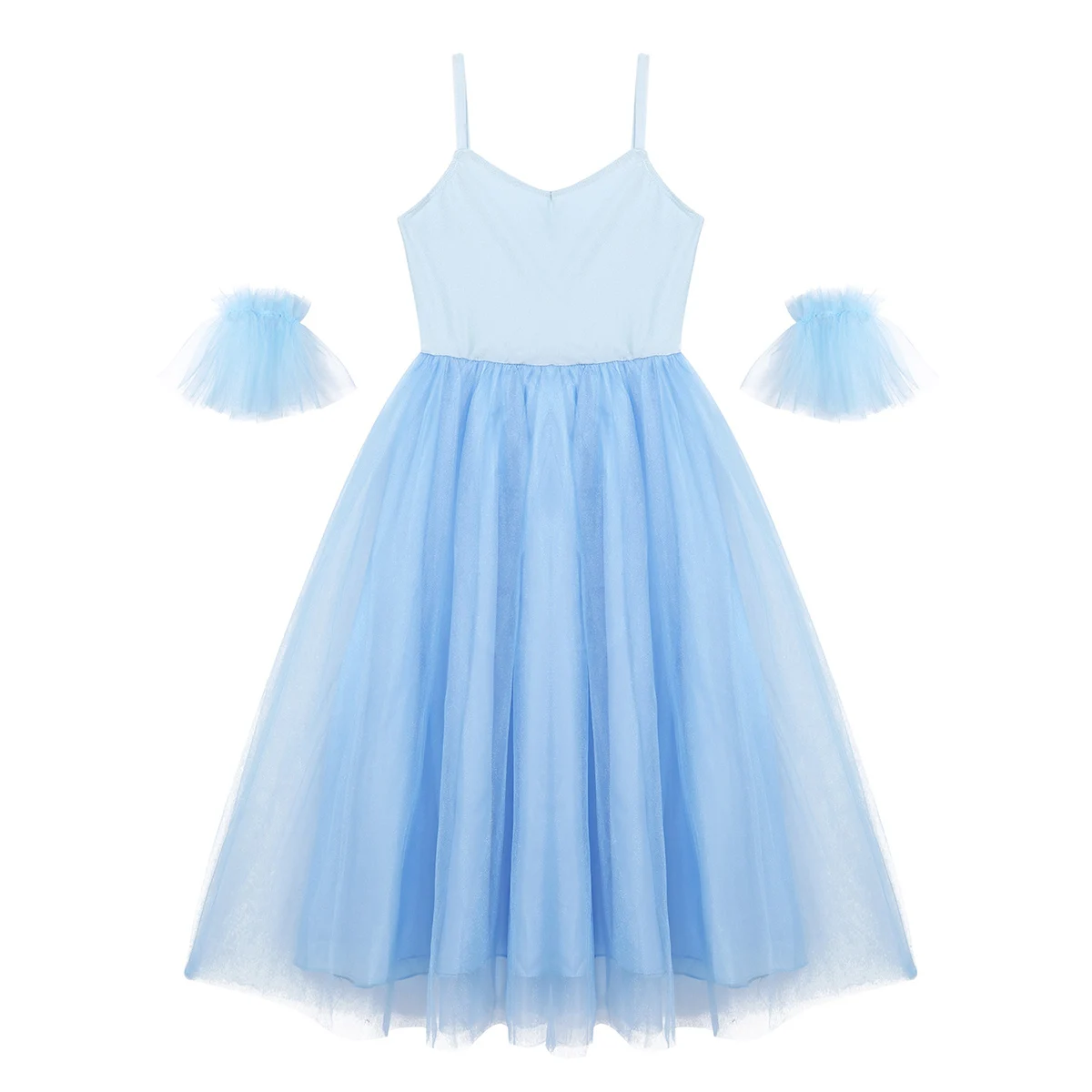 Романтический стиль балетные костюмы Детские Длинные Платья На Бретельках