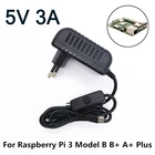 Зарядное устройство lincooya, адаптер переменногопостоянного тока, 5 В, 3 А, блок питания Micro USB с переключателем включениявыключения, для Raspberry Pi 3 Model B + A + Plus