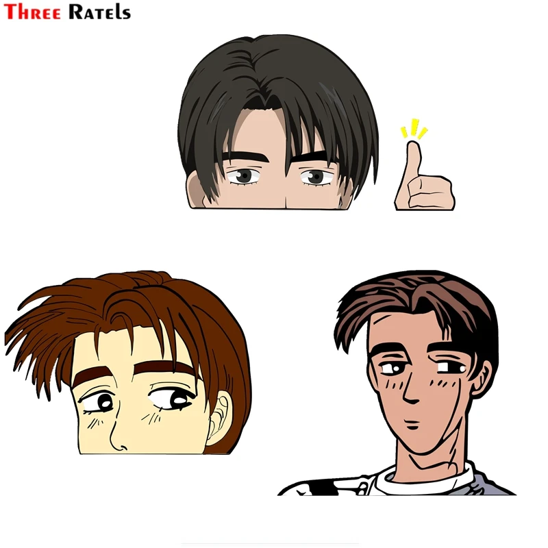 

Three Ratels FC73 3D Initial D Takumi Fujiwara Thumbs Up Peeking Vinyl Cute Sticker on Car Bike Bumper Motorcycle Guitar Laptop