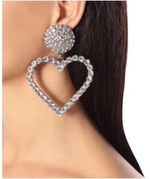 brass crystal heart clip earings women non pierced jewelry punk party gown brincos runway rare korean style trendy
