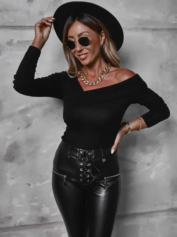 

2021 sexy fashion long-sleeved oblique off-shoulder irregular blouse