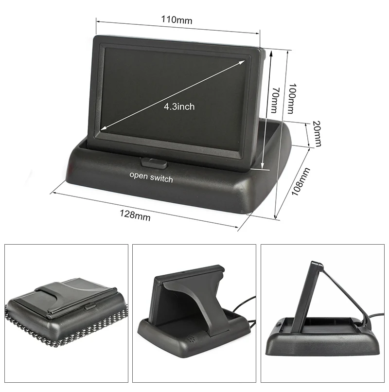 Автомобильный монитор DIYKIT 4 3 &quotFoldabl TFT LCD автомобильный заднего вида светодиодная