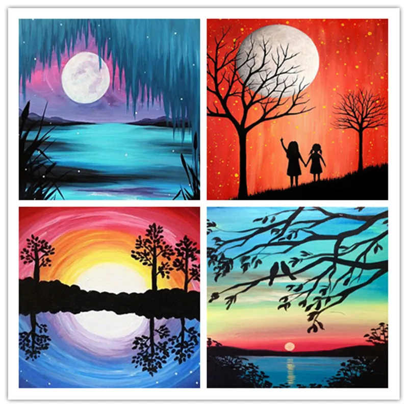 

Бутик KAMY YI горячая Распродажа пейзаж Луна Дерево паста Diy алмазная живопись фото вышивка мозаика роспись Европейский Декор для дома